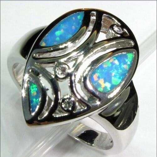 Fleure Esme Fashion Wedding Rings Jewelry For Women Explosion Models Favourite Pink Green Opal Rhodium Plated R218 Size 6 7 8 9