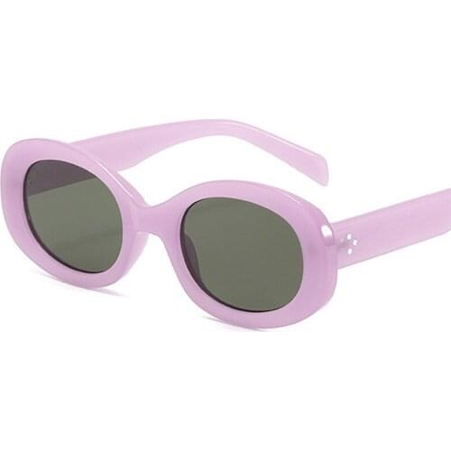 Fashion Oval Sunglasses Women Jelly Color Retro Nail Eyewear Designer Men Purple Tea Sun Glasses Shades UV400
