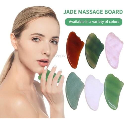 Natural Massage Gua Sha Jade Board Aventurine Powder Crystal Scraping Stone Back Shoulder Face Manual Massager Beauty Tool