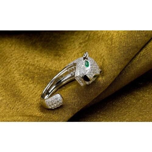 New handmade leopard class animal ring fashion high quality ring silver white and black nose ring,rings for women