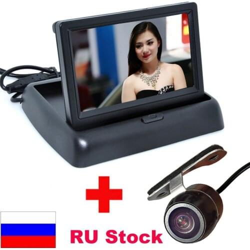 New High Resolution 4.3" Color TFT LCD Folding Car Parking Assistance Monitors DC 12V Foldable Car Monitor With Rear View Camera