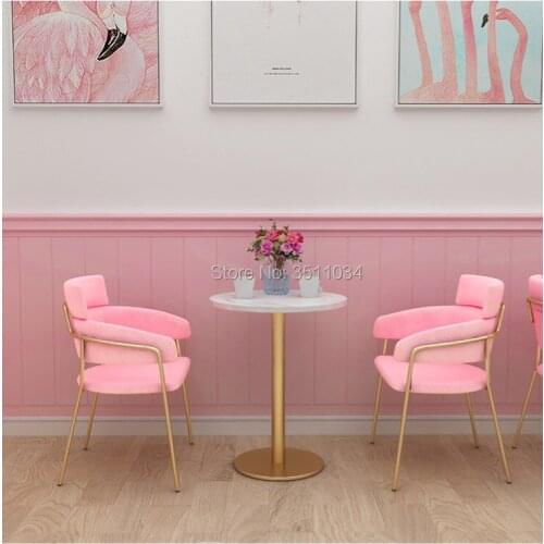Refreshing net red ins Princess bar chiar Bar stool Flannelette cushion backrest dessert restaurant economical Nordic chair