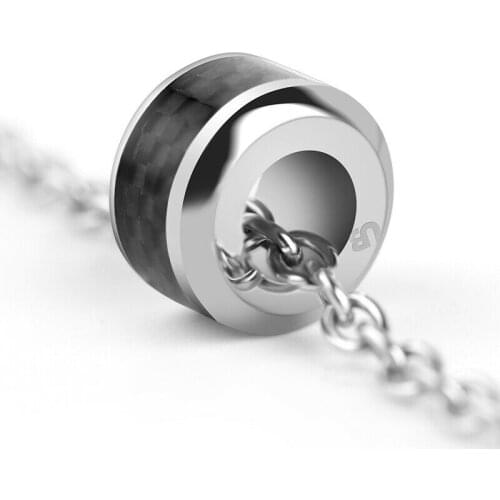 Men Women Couple Carbon Fiber Necklace Neck Pendants Chain