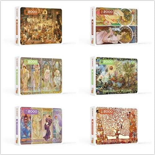 Paper Jigsaw Puzzle 2000 Pieces Adults Large Size Hand Assembled Decompression Toys Four Seasons Goddess Mucha Famous Paintings