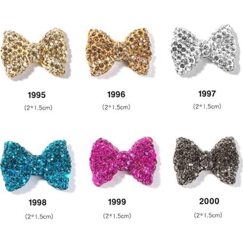 3D Bow Nail Charms Bows Tie Design Rhinestone Alloy Nail Art Decor Bow Nails Art Decoration for Women Girls