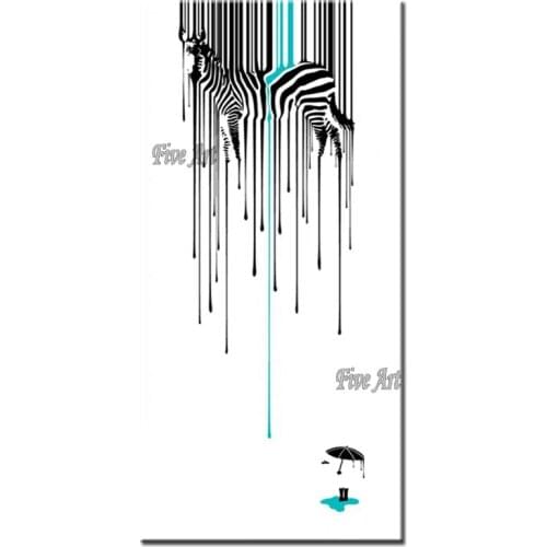 Simple Abstract Black And White Zebra Picture Canvas Art 100% Hand-painted Abstract Oil Painting Wall Decor Art Free Shipping