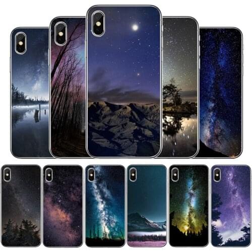 Night Star Nebula Forest Transparent phone case For iphone 12 11Pro Max 11 XR XS Max X 8 7 6 6S Plus 5 5S SE 2020 Cover Shell