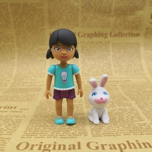 Pvc figure pvc toy girl and bunny 2pcs/set