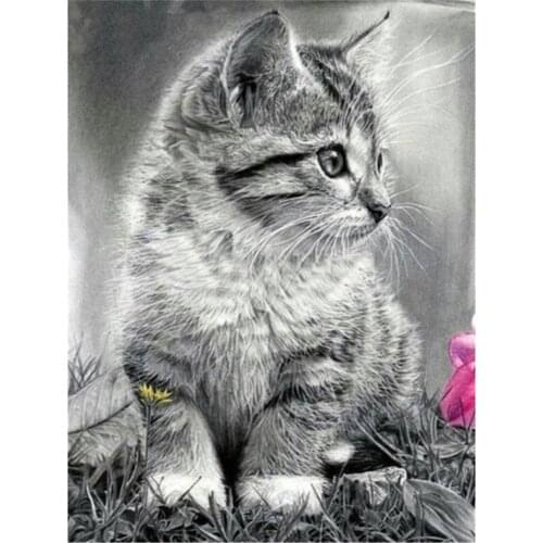 Animal Cat Flower Pre-Printed 11CT Cross Stitch Patterns Embroidery DMC Threads Handicraft Craft Sewing Handiwork Adults