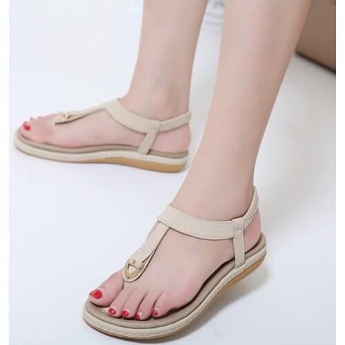 Ladies Flat Shoes Summer Beach Sandals Casual Shoes Ladies Lazy Flip Flop Sandals Red Black Beige Large Size Sandals