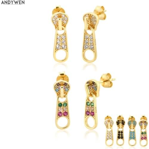 ANDYWEN 925 Sterling Silver Buttons Drop Earring Piercing Orringe Crystal Fashion Jewelry For Women Rock Punk Jewels Accessories