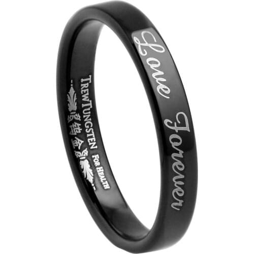 Width 3mm complete ranges US Size 4/4.5/5/5.5/6/6.5/7/7.5/8/8.5/9/9.5/10/10.5/11/12 black ring Tungsten Wedding Band /TURI0018BL