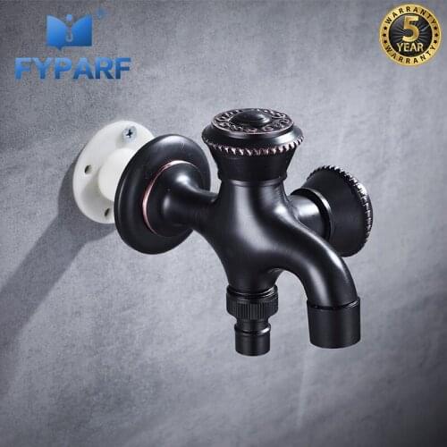 FYPARF Black Bibcock Faucet Sink Taps Bathroom Washing Machine Faucet Wall Mount Outdoor faucet For Garden Bathroom Accessories
