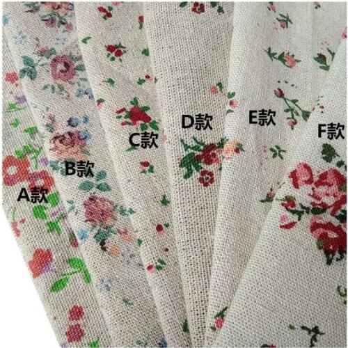 Cotton Linen Floral Fabric DIY Sewing Patchwork Canvas Fabric Linen Cotton Quilting Material Floral Printed Cloth Crafts Supply