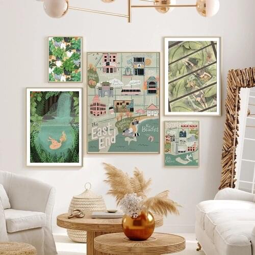 Toronto Ontario Map Print Travel Wall Art Canvas Painting Posters Canada City Green Leave Typography Modern Home Decoration