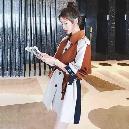 Women Short Trench Coat Streetwear 2021 Spring Autumn New Korean Patchwork Female Outwear Double Breasted Ladies Windbreaker Top
