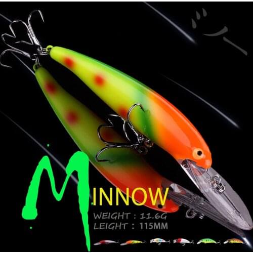WALK FISH Hot Wobbler Fishing Lure 115mm 11.6g Plastic Minnow Bass Pike Artificial Hard Bait Fishing Tackle Pesca Diving 3-4M