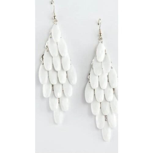 2020 Model Cubic Zirconia White Color Dangle Long Style Women Earrings Vintage Geometric Bridal Wedding S Jewellery