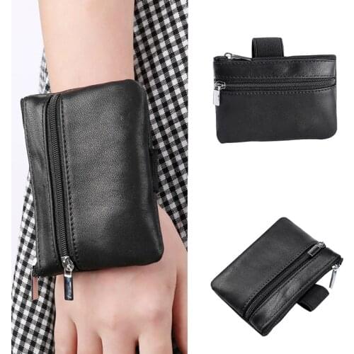 Women Men small Coin Purse mini Change Purses For Women PU leather Wrist Bag Mini Zipper phone Pouch Key Card Holder