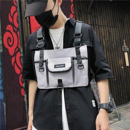 Men Tactical Vest Harness Kanye West Vest Rig Hip Hop Streetwear Functional Chest Bags Waistcoat Front Pack Pouch 2019 fashion