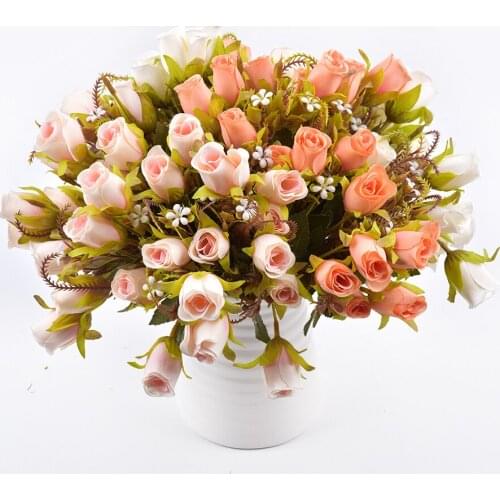 10 small Roses Silk Peony flowers artificial flowers home decoration Country style bouquet for Home Wedding Decoration indoor