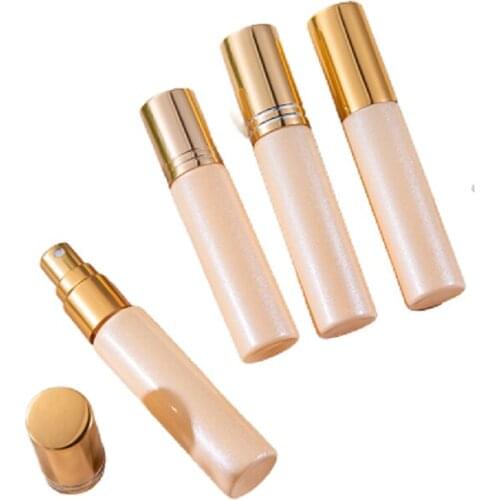10ml Empty Pearl Gold Spray Atomizer Perfume Vials 50pieces Golden Line Lid Glass Steel Bead Roller Refillable Roll on Bottle