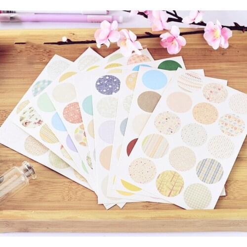 160PCSVintage Round Stickers DIY Scrapbooking Album Diary Happy Plan Decoration Stickers Seal Post Vintage Pattern Sticker