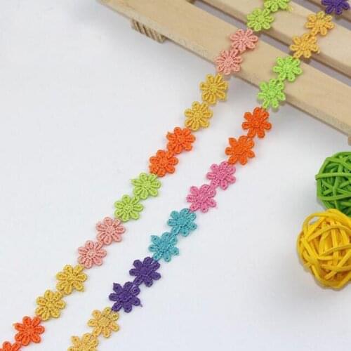 30yards/lot High Quality Embroidered Colorful Daisy Flower Lace Trim Sewing Crafts Scrapbooking DIY Home Decoration Lace Ribbon