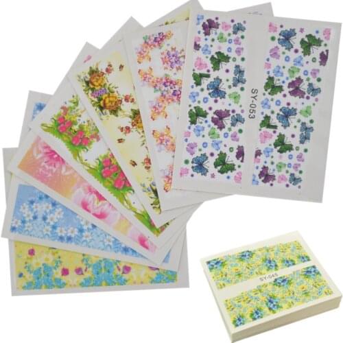 YZWLE 42 Sheets Flowers Designs DIY Decals Nails Art Water Transfer Printing Stickers For Nails Salon