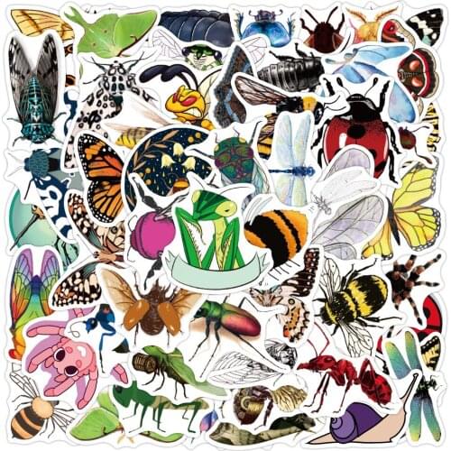 50pcs/ Butterfly Dragonfly Insect Series Sticker DIY Bullet Diary Bottle Label Computer Phone Stationery Sticker School Supplies