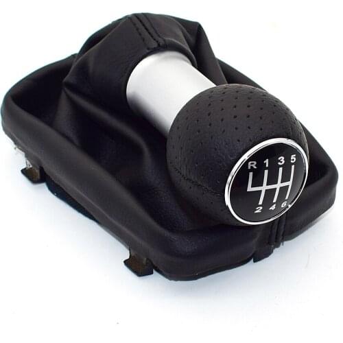 6 Speed 12mm Car Gear Shift Knob For Audi A3 S3 2001 2002 2003 Lever Stick Handle Gaiter Boot Cover Case Red Stitch