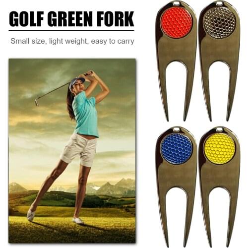 Golf Accessory Putting Green Fork Magnetic Golf Divot Repair Tool Zinc Alloy Pitch Cleaner Pitchfork with Marker Color Random