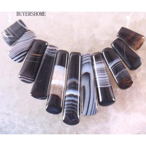 Free Shipping Natural Stone Black Veins Onyx Beads Pendant Set 11PCS K063
