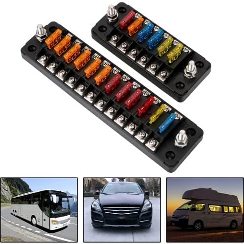 6 Ways 12 Ways Blade Fuse Block Flame Retardant 32V 75A Fuse Box Holder With Double Fuses For Auto Car Marine Trike