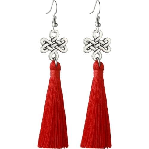 LOVBEAFAS Bohemian Tassel Earrings For Women Fashion Jewelry Knot Boho Drop Fringed Long Wedding Earrings Gift boucle d'oreille