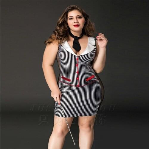 Womens Plus-Size Sexy Teacher Costumes Set Sexy Lace Mesh of Dance Cosplay Outfit
