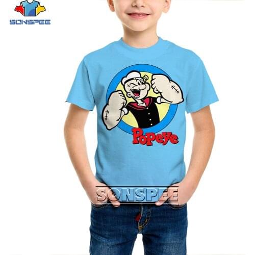 SONSPEE 3D Anime Popeye Print T-shirt Harajuku Cartoon Casual Fashion Childrens Clothing Boys And Girls Oversize New Kids Tops
