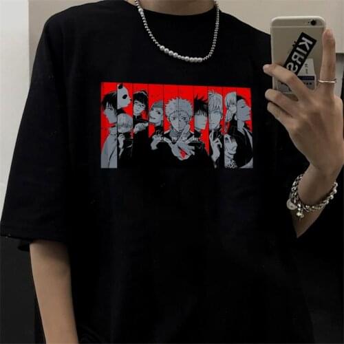 Anime tees Jujutsu Kaisen T-shirt casual big size hip-hop Vintage streetwear loose Ulzzang tops Harajuku fashion women clothing