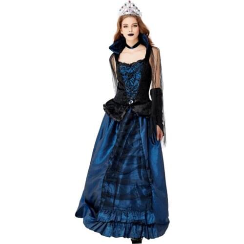 Gothic Black Vampire Dress Adult Devil Cloak and Dress Halloween Costume