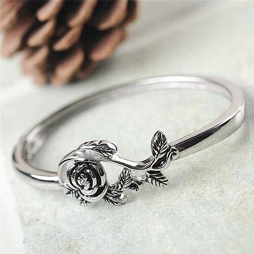 Valentines Day Retro Rose Ring Electroplating Engagement Personality Charm Jewelry Woman Creative All-Match Gift