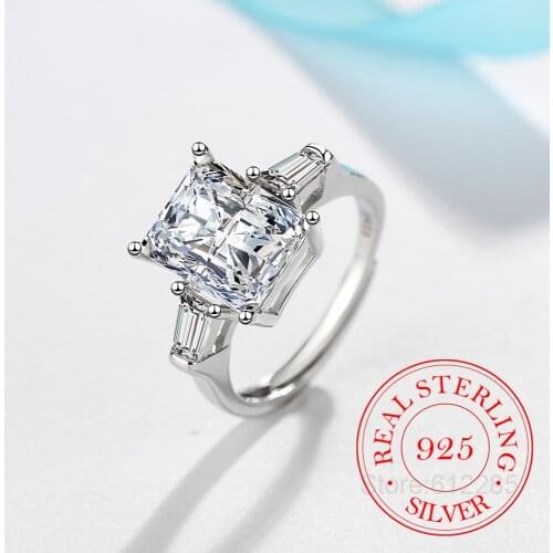 925 Sterling Silver Classic Wedding Ring AAA+ Cubic Zirconia Rings for Women Bridesmaid Jewelry Gifts Charms Princess Bijoux