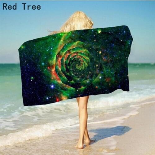 Summer Rectangle Beach Towel Cartoon Flower Galaxy Printed Travel Outdoor Swimming Bath Cover Yoga Picnic Mat Polyester Blanket