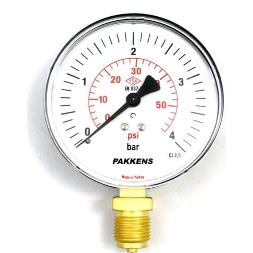 Pakkens Diameter 100mm Dry Type Pressure Gauge, Manometer, Pressure Gauge 1/2 ''Manometer Double Scale For Air Compressor