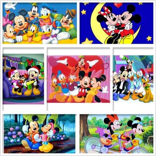 Disney 5D DIY Diamond Painting Mickey and Minnie Drill Rhinestone Cross Stitch Kits Handmade Embroidery Mosaic Crafts for Child