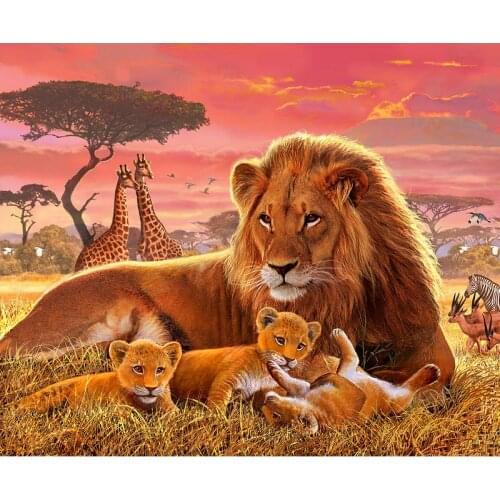 RUOPOTY Frame Diy Painting By Numbers For Adults Lions Animals Wall Art Picture Paint On Canvas Handpainted For Home Decors Gift