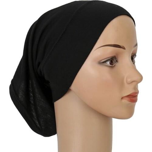 Women New Stretch Hijab Underscarf Bonnet Classical Premium Muslim Tube Cap Cotton Malaysia Inner Hijab Caps