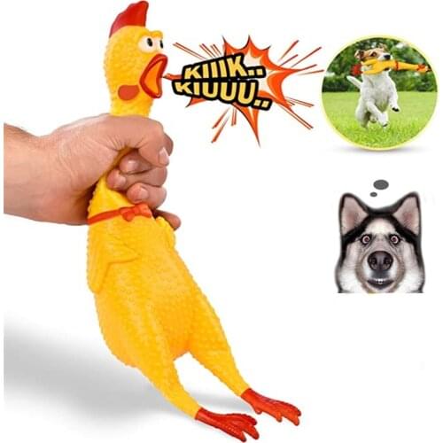 Pets Dog Toys Screaming Chicken Squeeze Sound Toy for Dogs Super Durable & Funny Squeaky Yellow Rubber Chicken Dog Chew Toy
