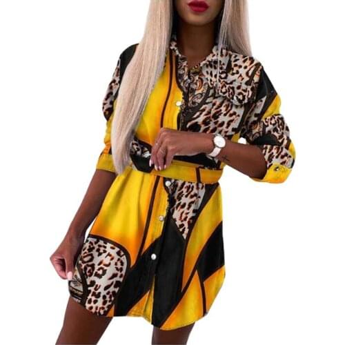 Patchwork Long Sleeve Turn Down Collar Single Breasted Dress Women Elegant Office Work Wear Shirt Dress Lady Streetwear Dresses