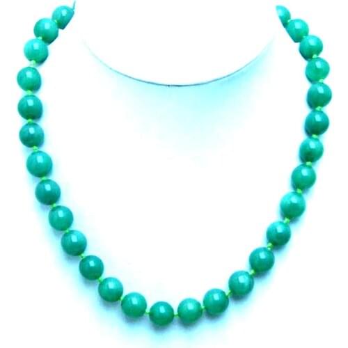 Qingmos Fashion Natural Light Green Jades Necklace for Women with 12mm Round Genuine Stone Necklace Chokers 18" Jewelry nec8406
