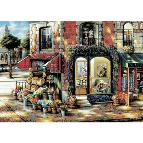 Needlework, Cross stitch,14CT Unprinted Romantic town scenery shop for Embroidery kits Cross-Stitching,DIY Handmade decor
